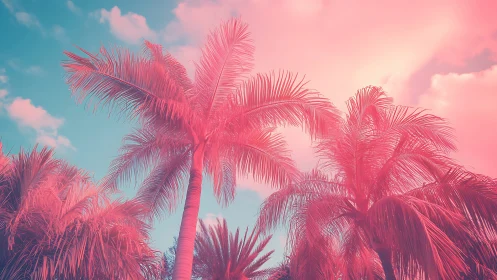 Cotton candy palms dreaming under sherbet twilight skies.