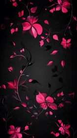 Neon Bloom Cascade: Electric Florals Dance in Obsidian.