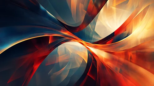 Dynamic Abstract Swirl in Warm and Cool Tones, Digital Art.