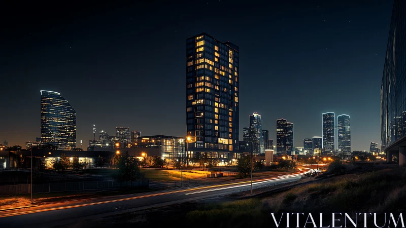 Midnight towers hum above neon-threaded urban arteries.