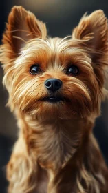 Tiny Yorkshire terrier gazes up with soft, soulful warmth