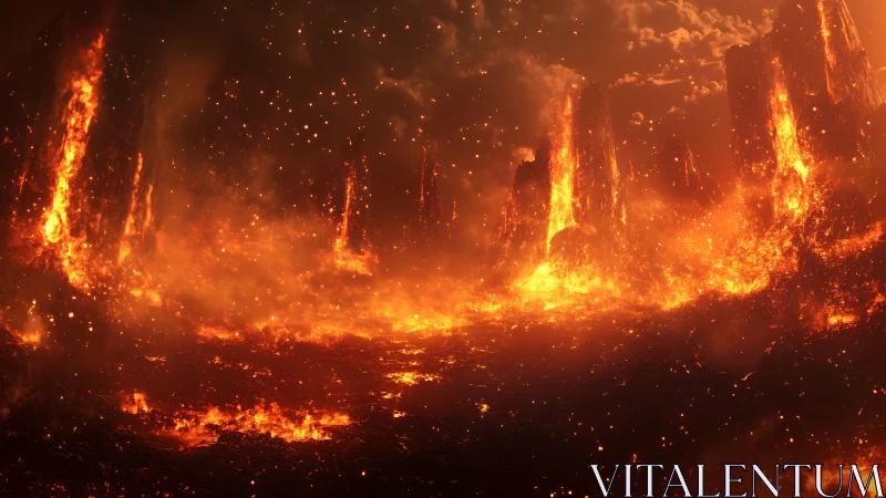 Inferno Gateway: Portal Through Towering Flames.