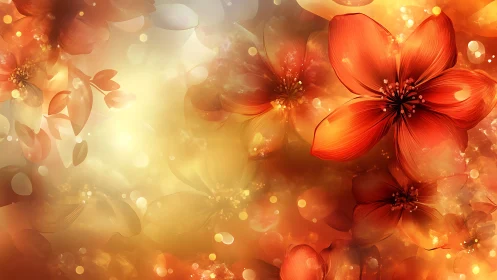Luminous floral composition with warm chromatic bokeh rendering.