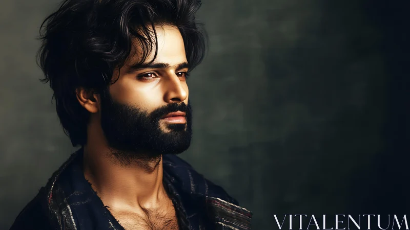 Cinematic male portrait with dramatic side lighting profile.