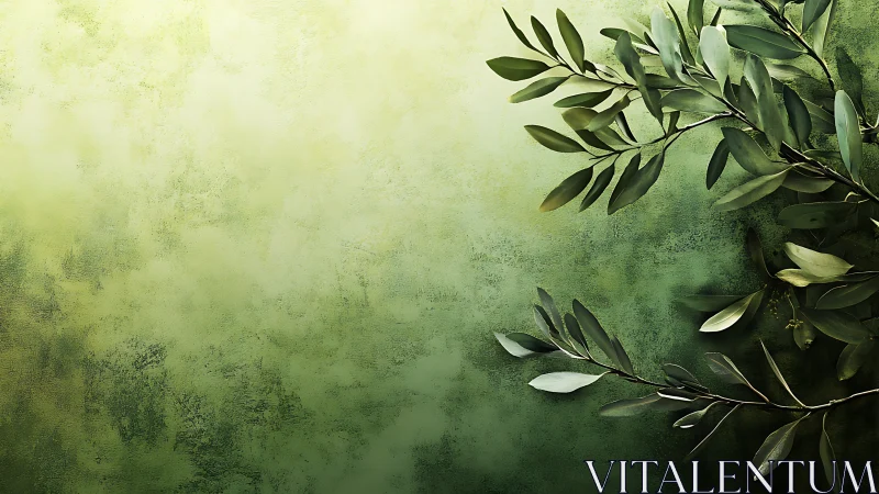 Olive green foliage on textured gradient background.