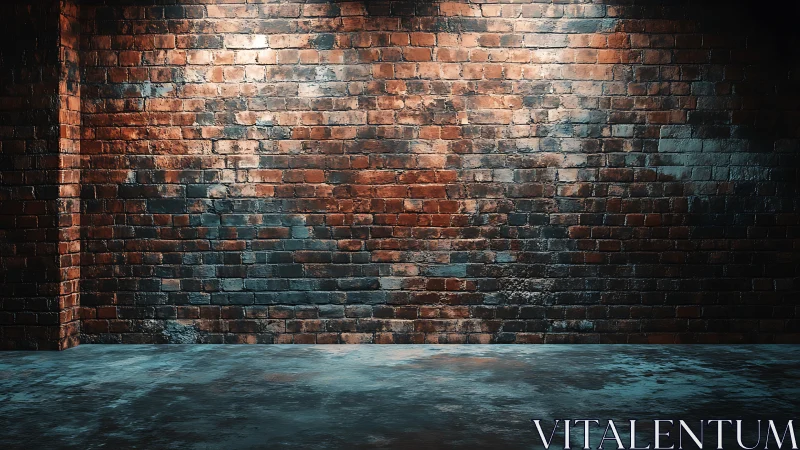 Weathered red brick wall with moody industrial lighting