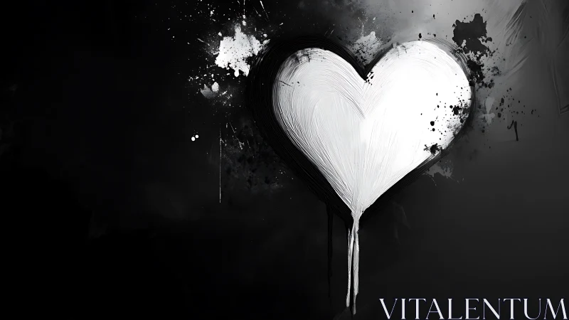 White Heart Emerges from Black Chaos Paint.