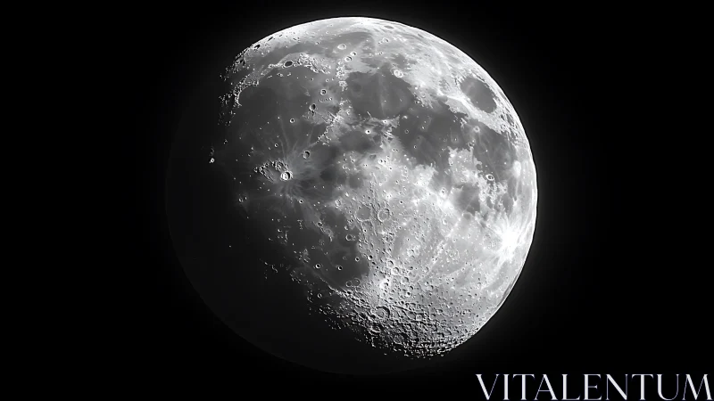 Telescopic high-contrast lunar surface study in sharp relief