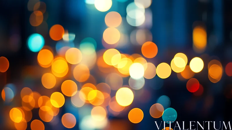 Defocused city light circles form color bokeh pattern