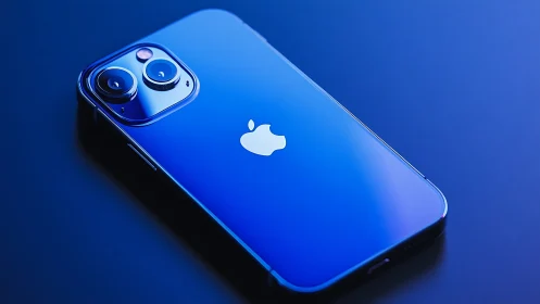 iPhone 13 Pro in Sierra Blue displays dual camera system with metallic lens array