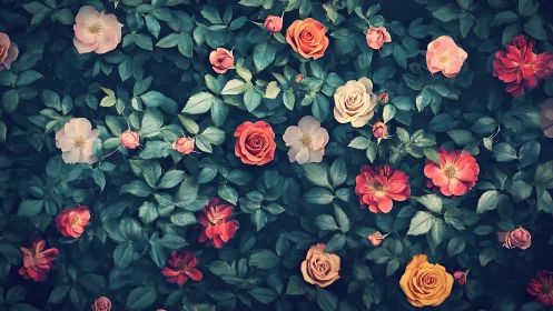 Garden of Blooms: Layered Roses and Florals in Moody Tones