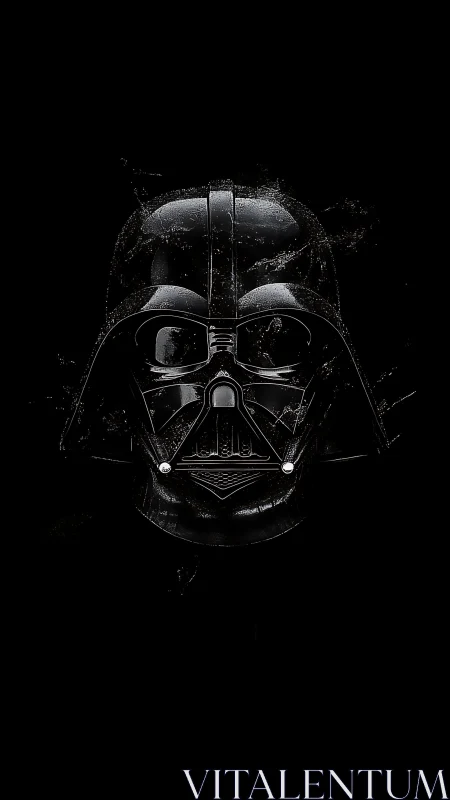 Dark sci fi helmet rendered against deep black void