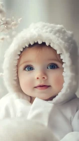 Innocent Wonder: A Cherubic Infant's Ethereal Cloud Portrait