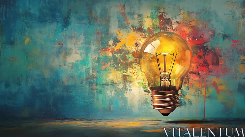 Vivid daydream bulb hovering in a splashstorm of color.