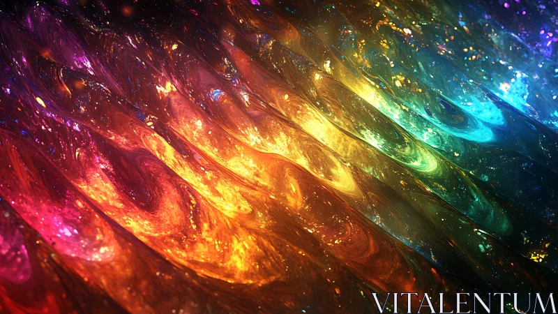 Prismatic nebula waves pouring molten rainbow light.