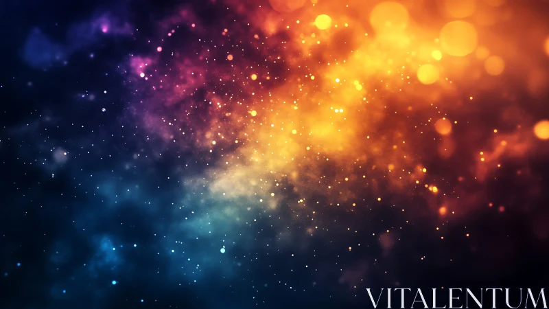 Glowing stardust drifts gently across a colorful night sky