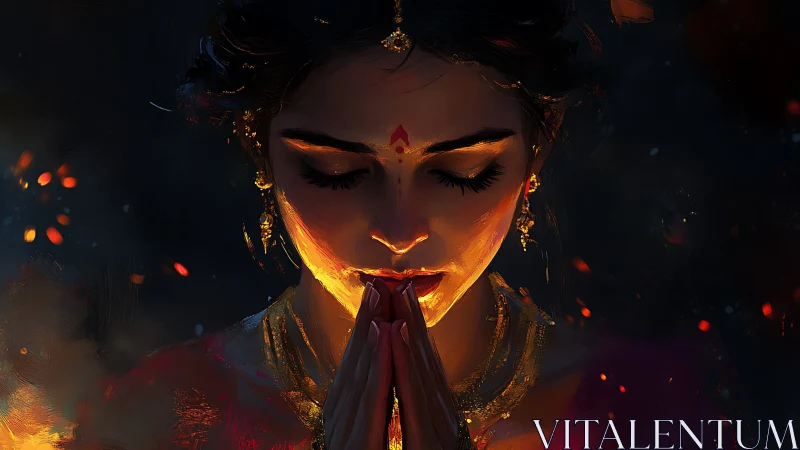 Emberlit Prayer: Quiet Devotion Framed in Firelight.