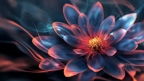 Digital render depicts translucent flower with internal lighting
