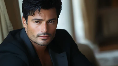 Velvet-eyed gentleman lets soft window light carve his poise