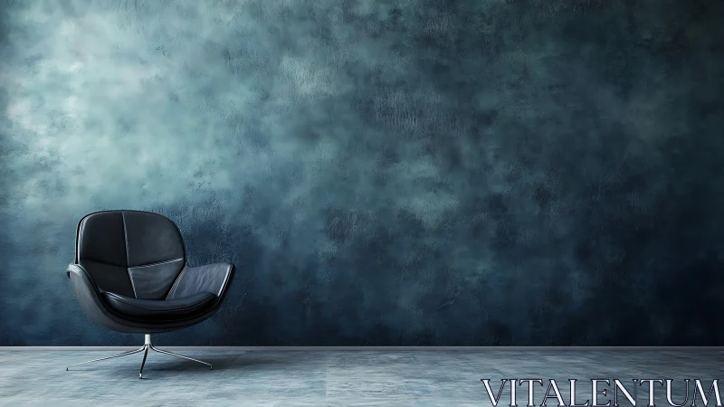 Midnight lounge chair resting in a stormy teal void.