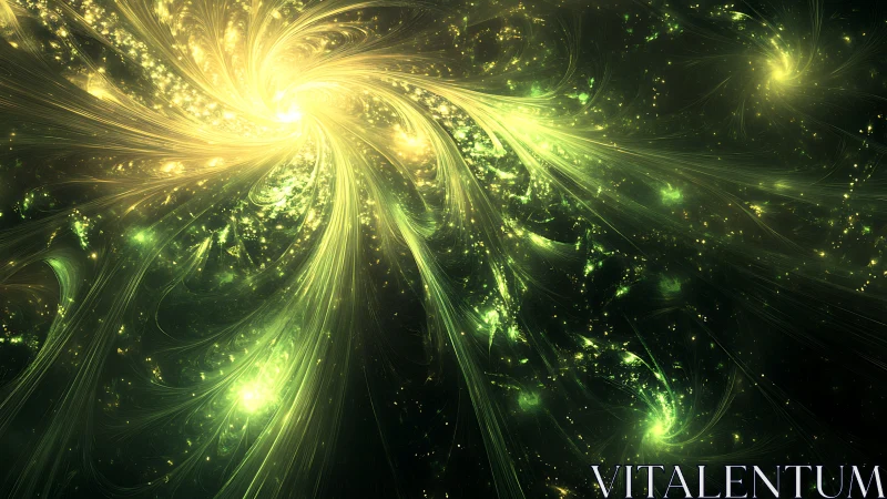 Solar flares unravel a neon cosmos in swirling golden tides.