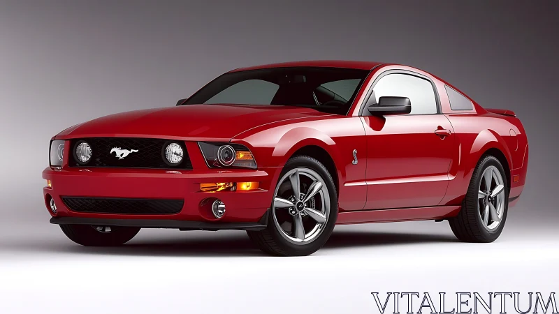 Red two-door sports coupe on neutral studio background.