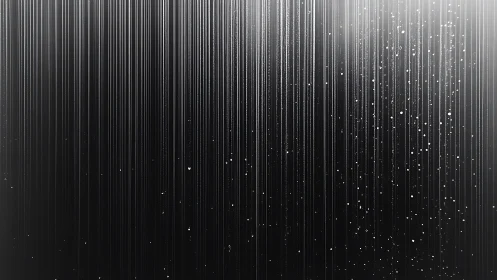 Shimmering vertical light streaks fall through a dark void