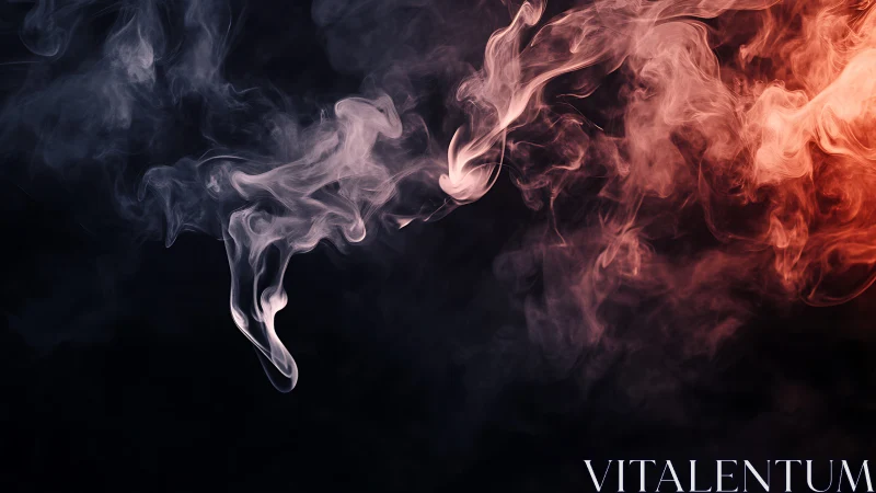 Bicolored smoke plumes intertwine over deep black void.