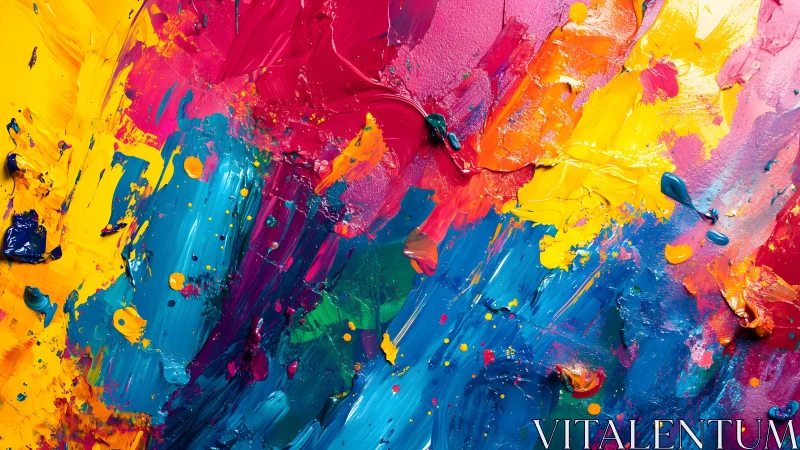 Vibrant abstract acrylic painting with bold brush textures.