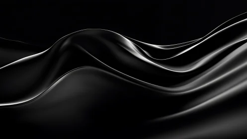 Liquid black waves unfold in a minimalist abstract nightscape