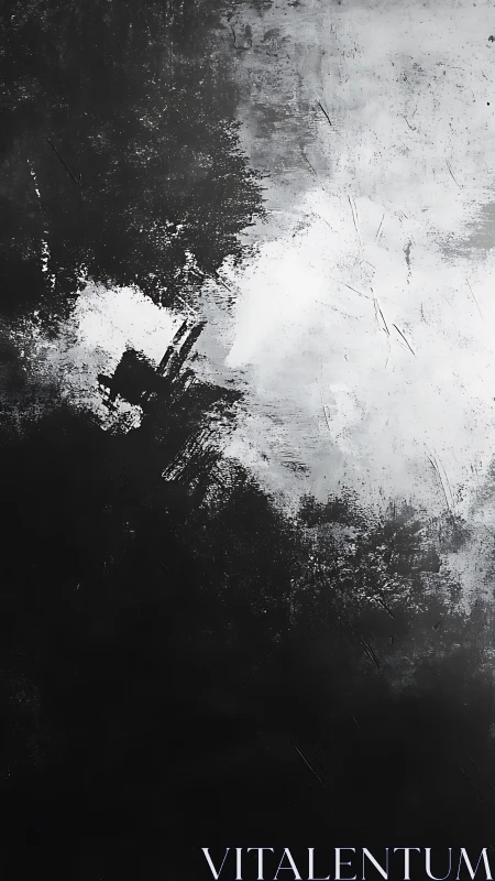 Monochrome impasto field with high contrast tonal stratification.