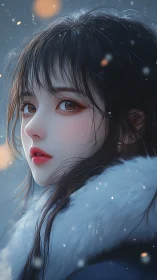 Winter-lit gaze quietly rewrites the hush of falling snow