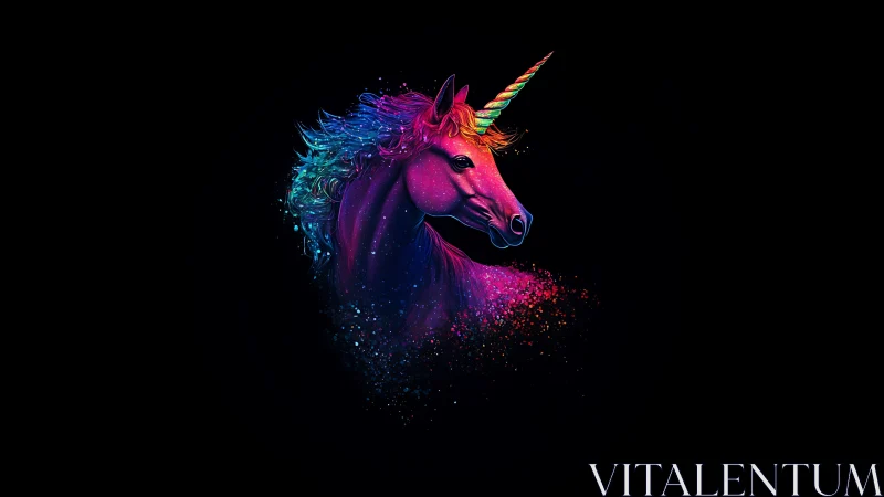 Nebula-maned neon unicorn drifting through midnight starlight.