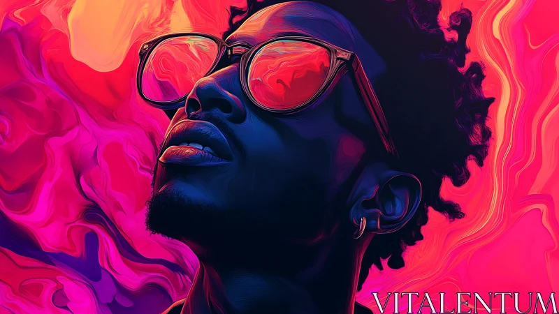 Neon-lit portrait captures a cool, reflective urban dreamer.