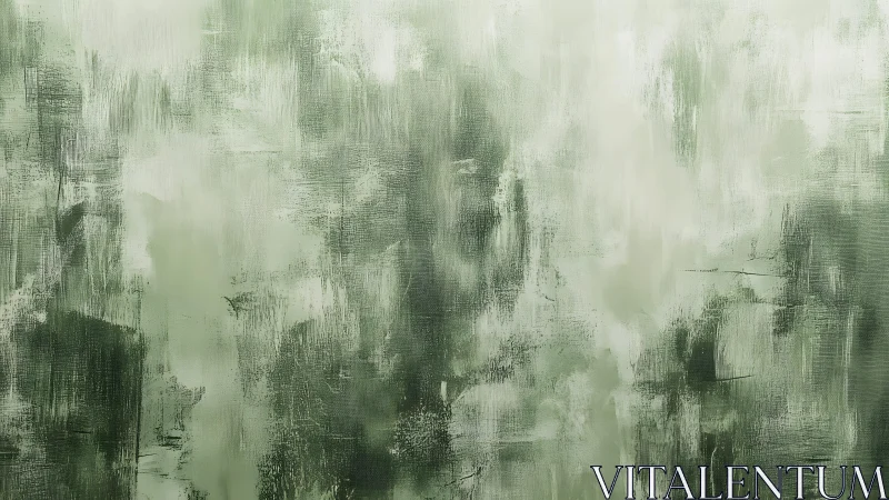 Abstract green textured painting with soft brush strokes.