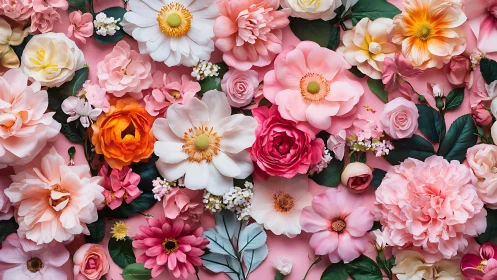 Blooming Garden Floral Arrangement Dense Pink Palette.