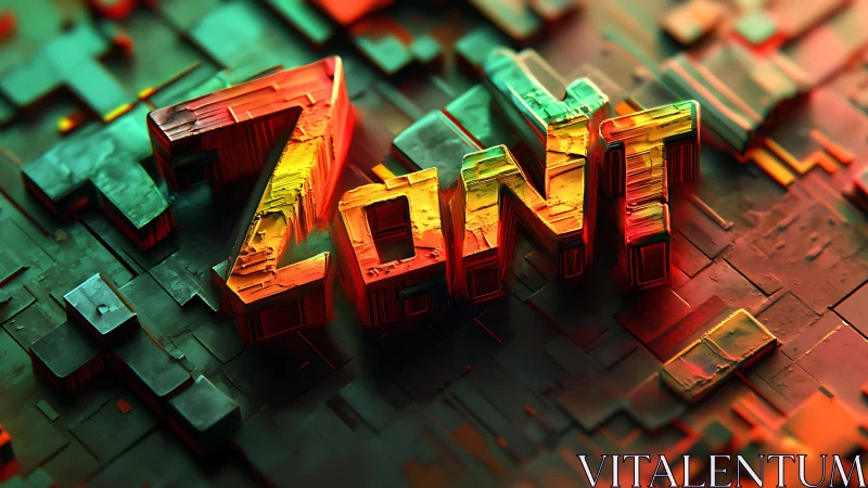 ZONT text forms carved, multicolored 3D extruded letters