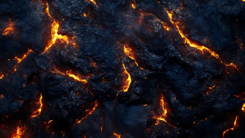 Incandescent Lava Flow: Thermal Erosion Patterns in Molten Rock Surface.