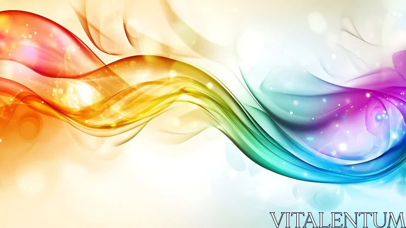 Radiant multicolor light waves flow across bright abstract space