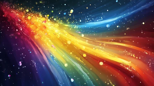 Chromatic particle stream forming radiant spectral vortex.