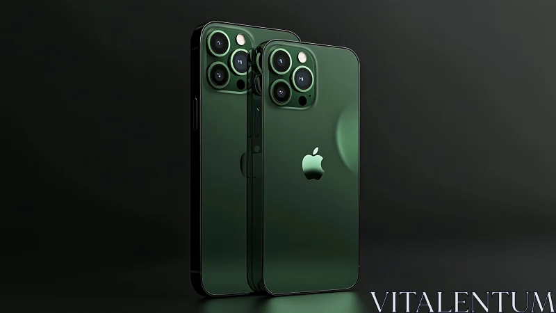 Green iPhone Pro Phones Displayed Together.