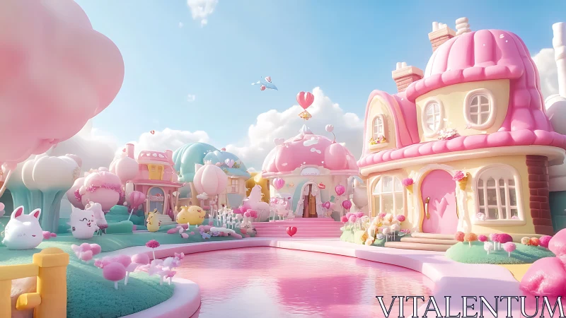 Candy Kingdom Paradise Where Pink Dreams Float Skyward