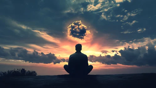 Solitary dreamer stitches sunset light into quiet thought