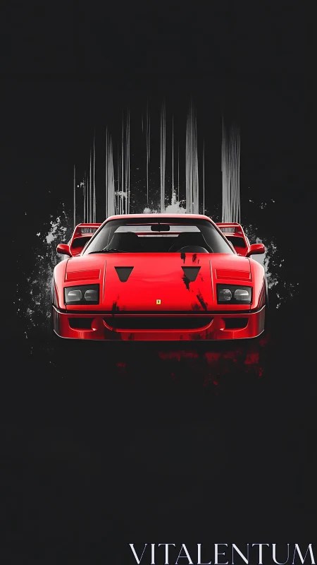 Iconic red supercar front with abstract streaked backdrop.