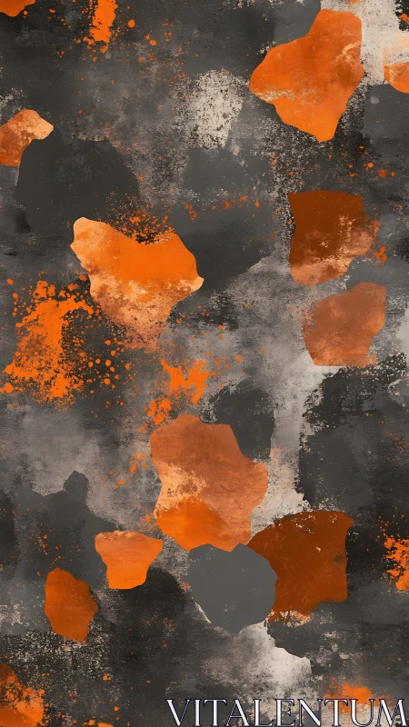 Rust toned abstract splashes drift across smoky space.