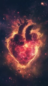 Burning Heart Luminous Cosmic Fire Nebula