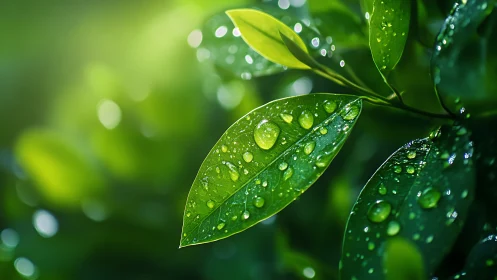 Dewlit leaves catch morning light like tiny liquid lanterns