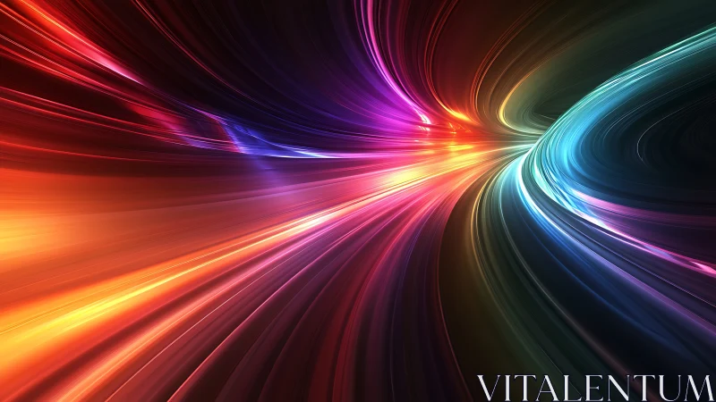 Chromatic light-speed tunnel with curved spectral energy trails