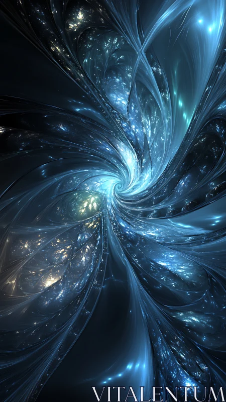 Spiraling starlit energy curls into a glowing cosmic heart