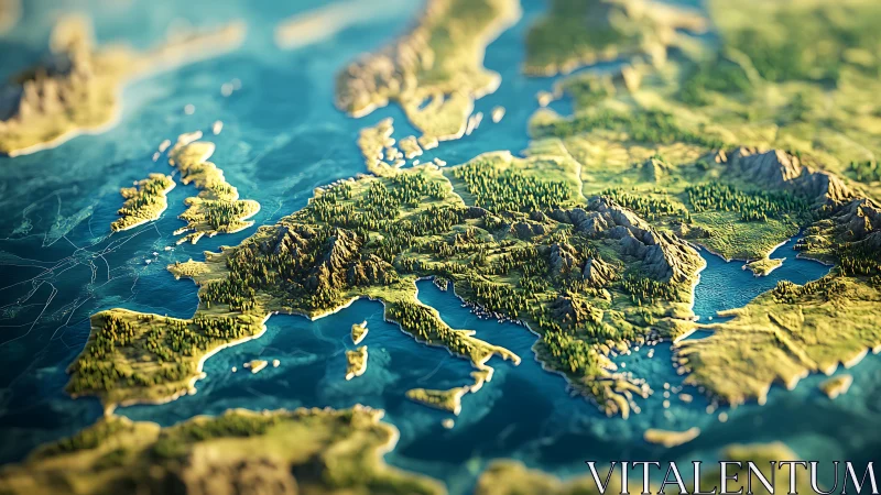 3D relief map renders detailed topography of Europe
